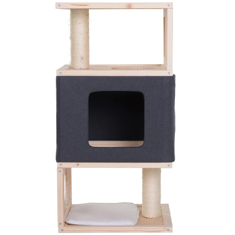 PawHut Multi-Level Cat Tree Sisal-Covered Scratching Post Kitten House Perch Condo
