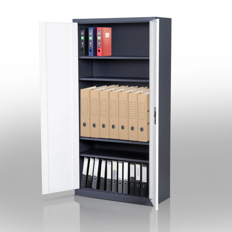 HOMCOM Lockable Filing Cabinet, Adjustable Shelf, CRS-White/Black