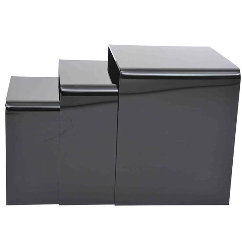 HOMCOM 3 Pcs Acrylic Perspex Nest Table Set-Black