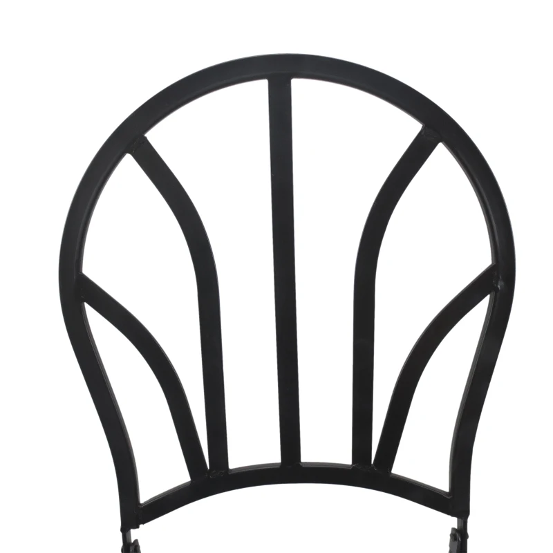 Outsunny Garden Metal Bistro Set 2 Folding Chair 1 Table Outdoor Furniture Black