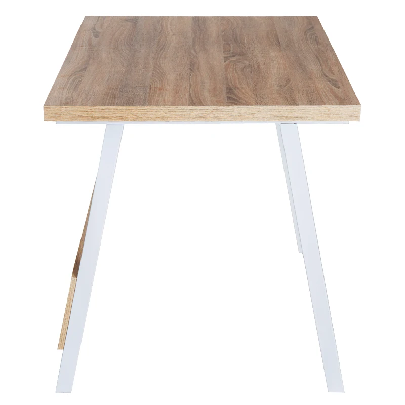 HOMCOM Computer Desks, 120Lx74Wx76H cm, MDF, Steel-Oak/White Colour