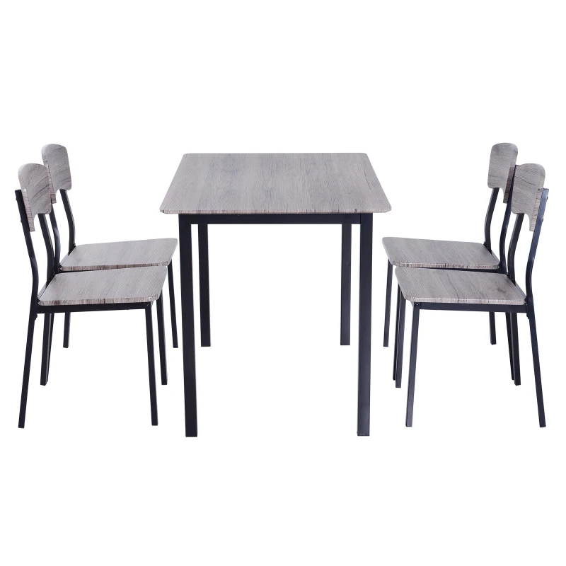 HOMCOM 5 Pcs Dining Set, MDF/Steel-Grey Colour