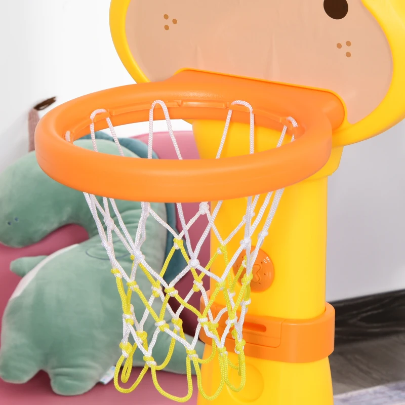 HOMCOM Kids Basketball Hoop and Stand Children Giraffe Ring Toss Play Set w/ Ball Hoops Pump Sucker-ball Adjustable Height from 125 cm to 155 cm