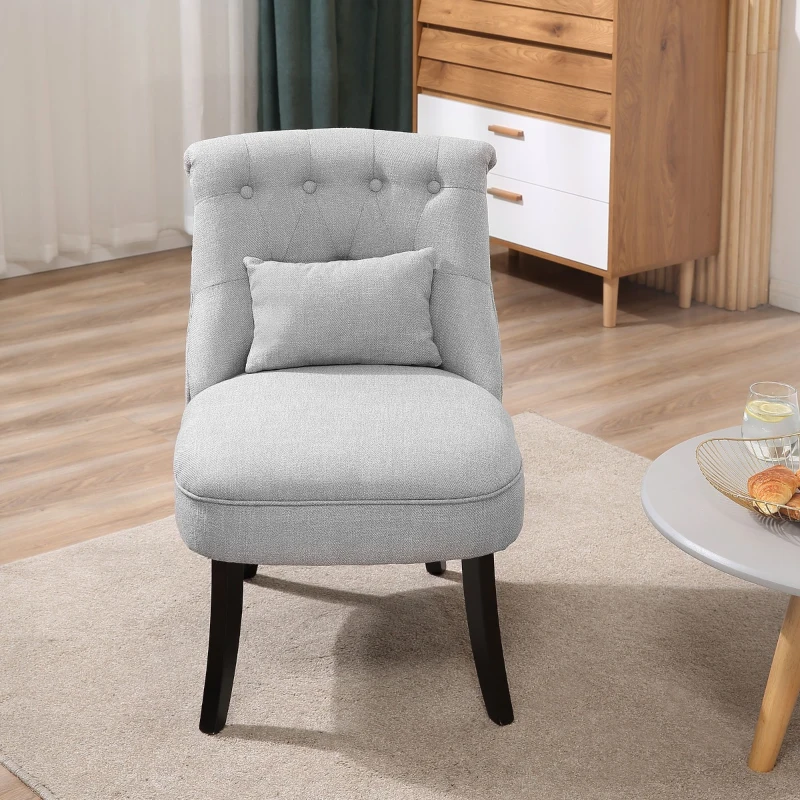HOMCOM Retro Scrolled Back Accent Chair - Grey