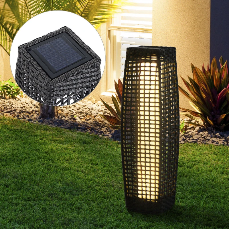 Outsunny Rattan Solar LED Lamp-Deep Coffee