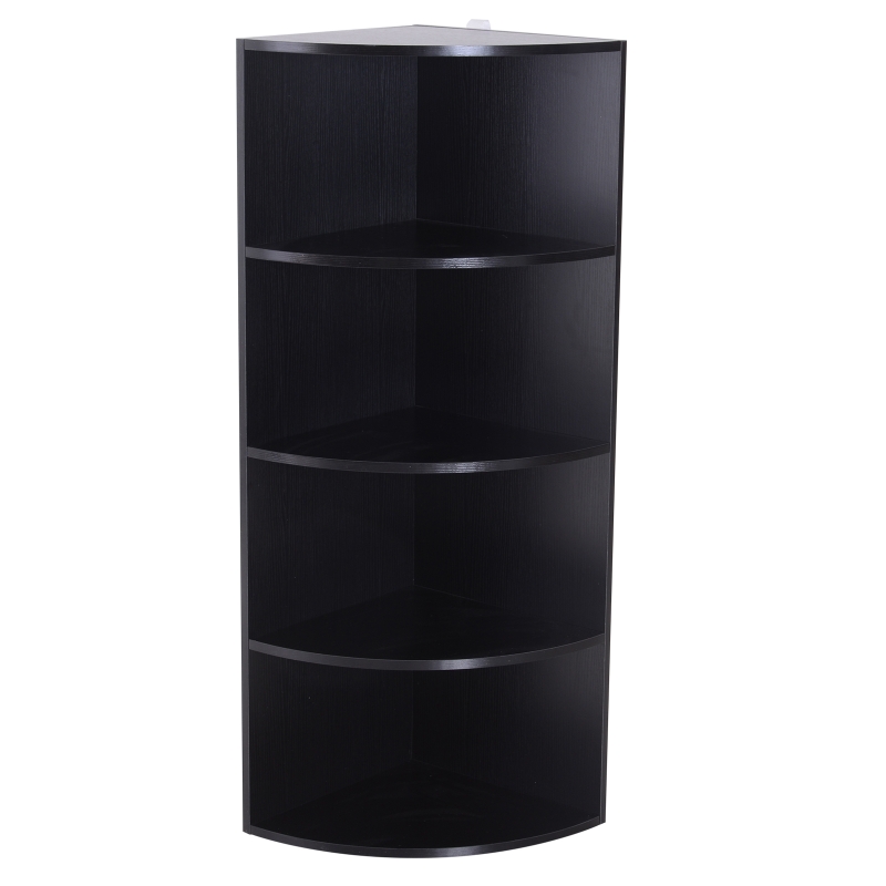 HOMCOM 4-Tier Corner Bookshelf, 39.5Lx39.5Wx120H cm-Black