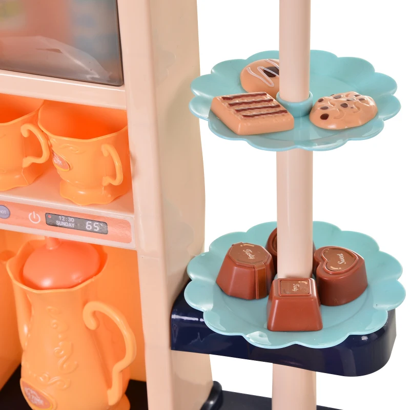 HOMCOM Kids Pretend Play Plastic Kitchen Set Blue