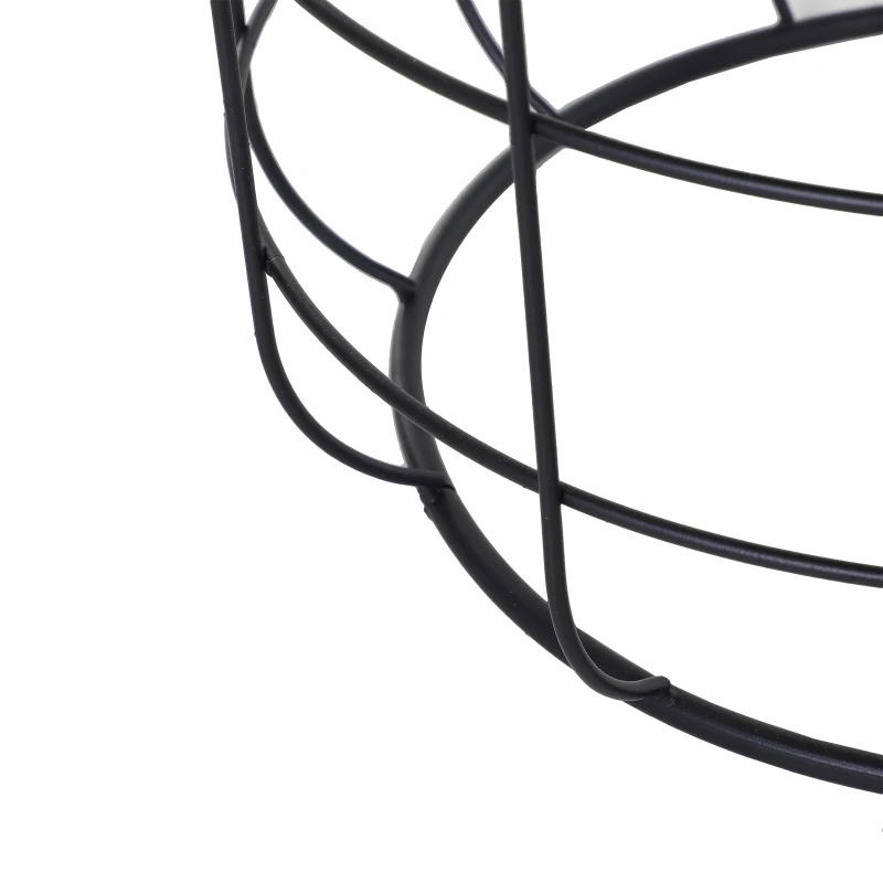 Outsunny Set of 2 Nesting Wire Coffee Side Tables Geometric Design Round for Storage Stacking Home Furniture Modern Decoration - Black