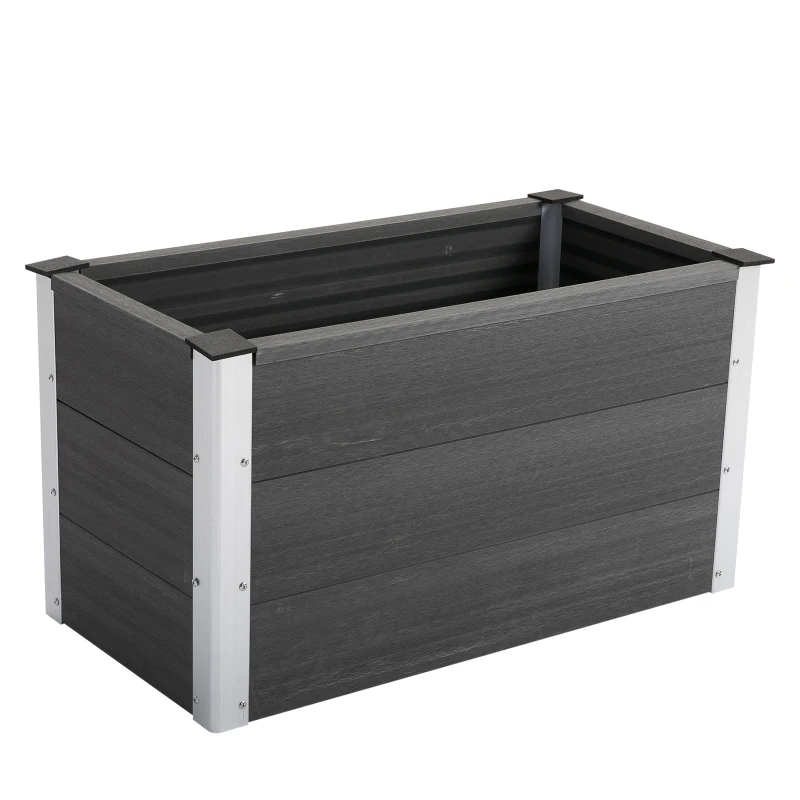 Outsunny Raised Garden Planter, 100Lx50Wx50H cm, Wood, Plastic, Aluminium-Grey