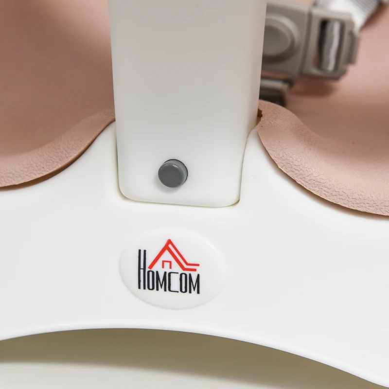 HOMCOM Baby Booster Seat for Dining Portable Toddler Feeding Chair  w/ 3 Point Harness Strap Height Adjustable Removable Cushion Detachable Tray Non-Slip Feet Pink