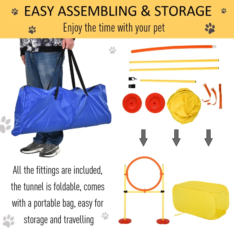 PawHut Dogs Plastic Beginners 2-Course Agility Set Yellow