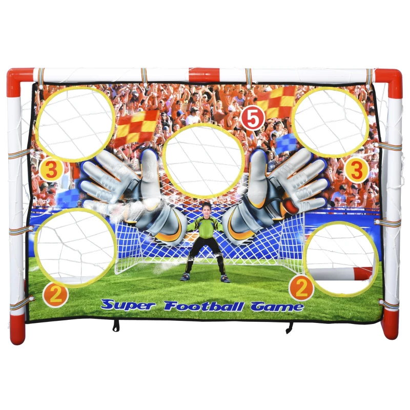HOMCOM 2 in 1 Kids Football Goal Football Target Goal Net w/ Ball Pump Indoor Outdoor Sports