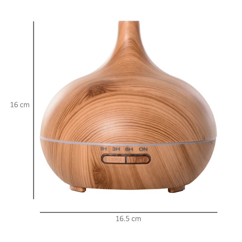 HOMCOM 400ml Aroma Diffuser for Essential Oils & Water Humidifier w/ 7 LED Lights Timer Auto Shutdown Home Office Relaxation Mini Spa Wood Effect Brown