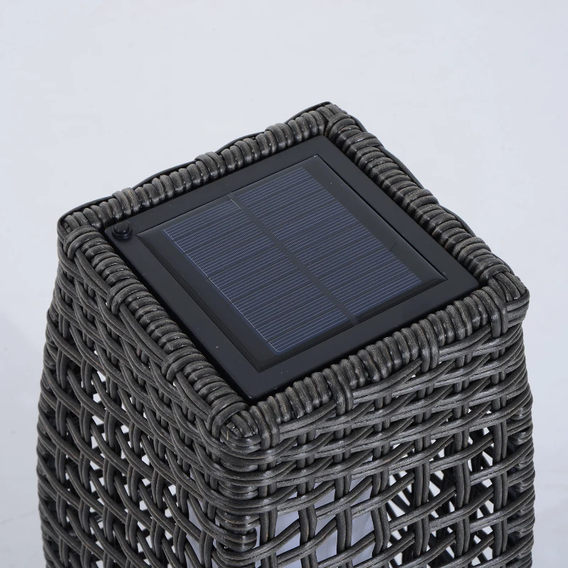 Outsunny Rattan Solar LED Lamp-Deep Coffee