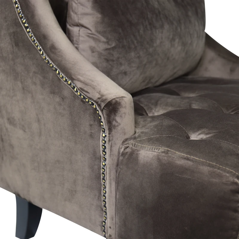 HOMCOM Armchair, Vintage Style, Wood Frame With Oak Legs, Linen-Brown