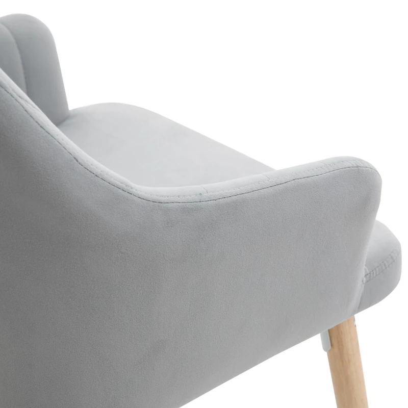 HOMCOM Faux Velvet Upholstered Twin-Pair Dining Chairs Grey