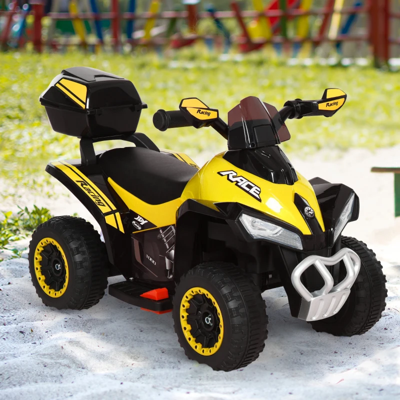 HOMCOM Kids Battery Powered Plastic Ride On Quad Bike Yellow