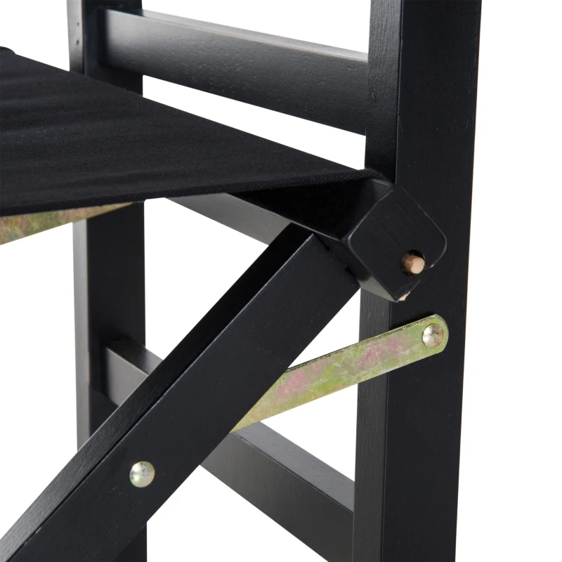 HOMCOM Beech Wooden Frame Folding Directors Chair Space Saving Oxford Fabric Seat Black