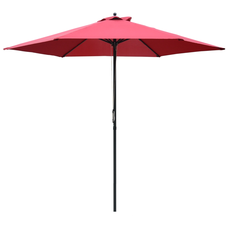 Outsunny Umbrella Parasol Φ2.8x2.4 m, Steel, Polyester-Wine Red