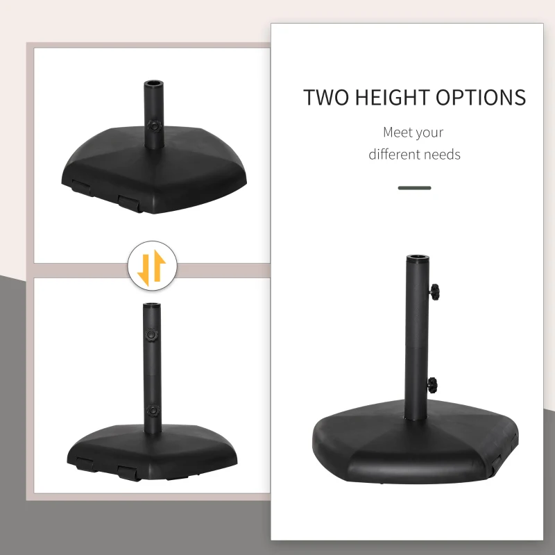 Outsunny 27kg Cement Parasol Base Stand Rolling with 2 Wheels, Fits Φ34-Φ48mm Sun Umbrella Poles