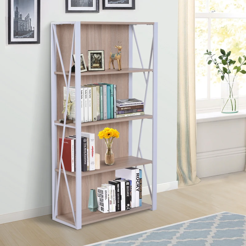 HOMCOM 4-Tier Bookshelf Wood Rack Bookcase