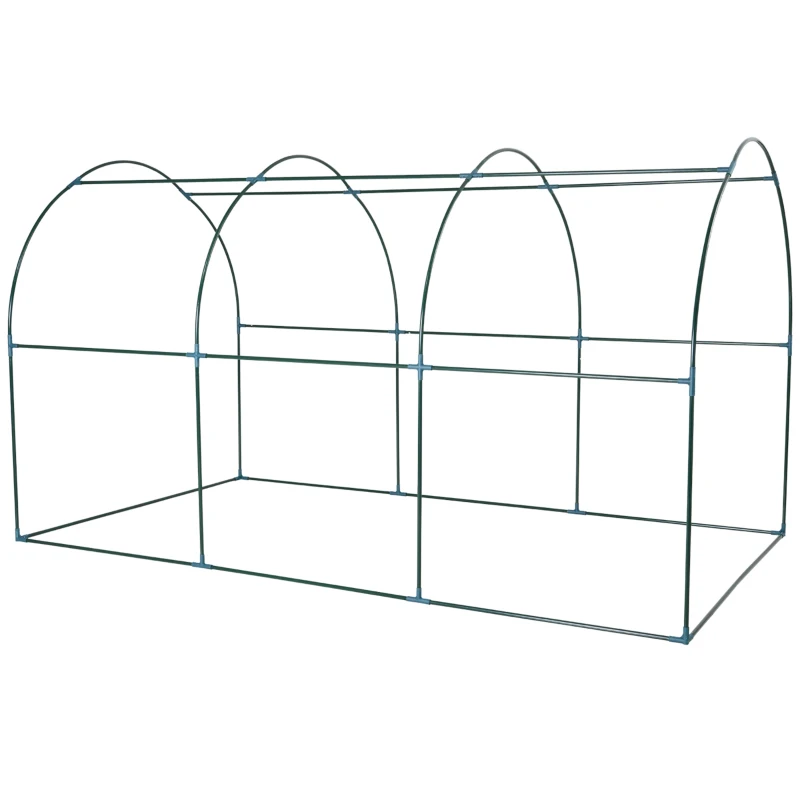 Outsunny Walk-in Polytunnel Greenhouse with Roll-up Door Transparent Tunnel Greenhouse with Steel Frame and PVC Cover, 3.5 x 2m