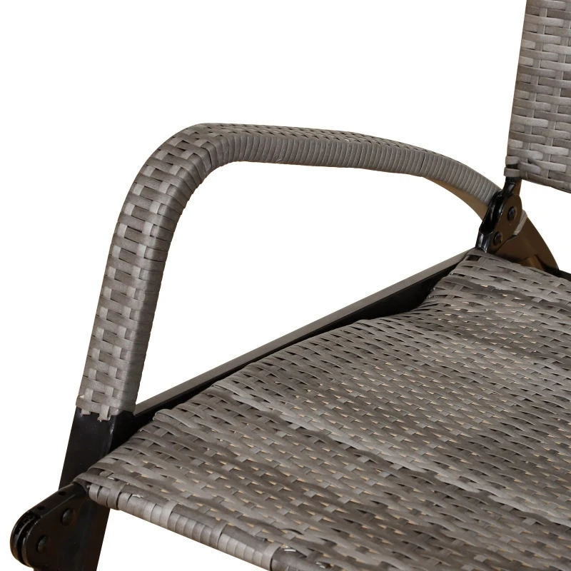 Outsunny Patio Garden Rattan Rocking Lounge Chair Rocker Outdoor Foldable  Adjustable Recliner Seat with Footrest - Grey