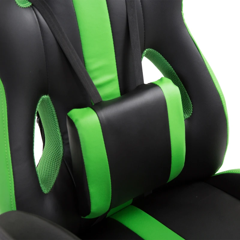 HOMCOM PU Leather Gaming Chair Racing Chair Office Swivel Recliner Ergonomic High Back Executive Seat w/ Pillow - Green