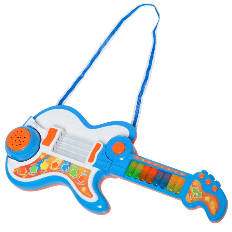 HOMCOM Kids 4 in 1 Electronic Guitar Piano Toy-Multicolour