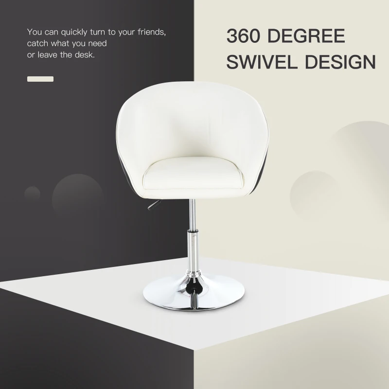 HOMCOM PU Leather Upholstered Twin-Pair Tub Bar Stools White