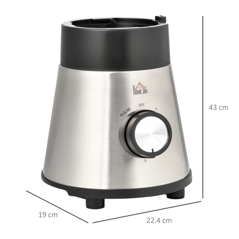HOMCOM Blender Smoothie Maker, 900W Countertop Blender with 5 Speed Setting, Pulse Function, 1.5L Mix Cup, Portable Cup and Grinder for Ice, Fruit, Vegetable and Nut