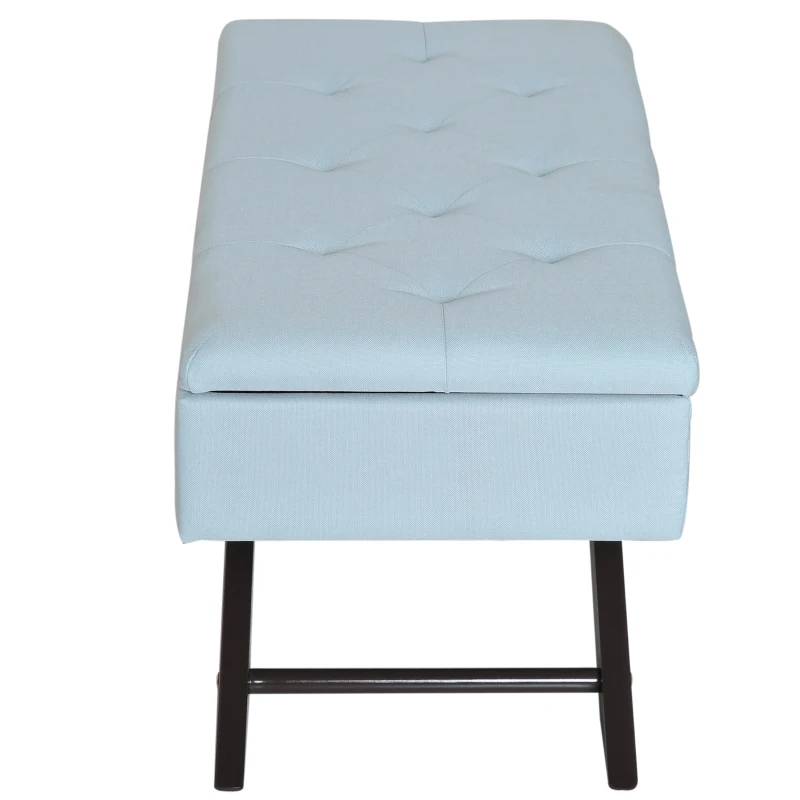 HOMCOM Storage Ottoman Bench, 80Lx40Wx42H cm-Lake Blue