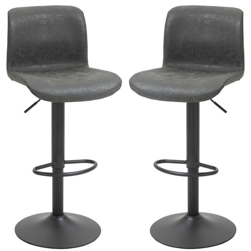 HOMCOM Retro Barstools Set of 2 PU Leather Adjustable Height Swivel Bar Chairs