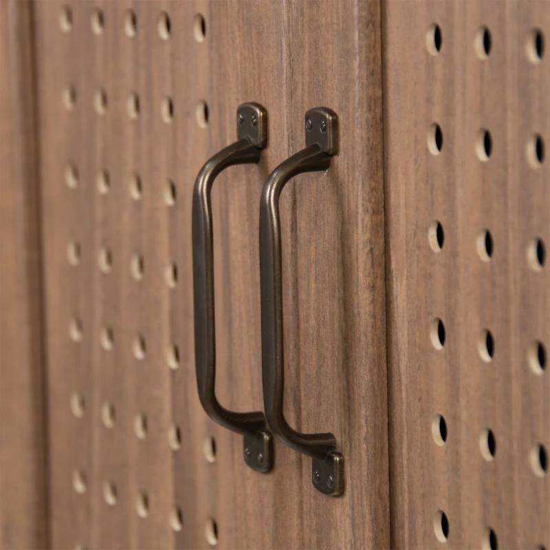 HOMCOM MDF Tall 4 Door Storage Cabinet w/ Mirror Brown