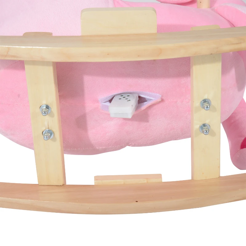HOMCOM Children Kids Rocking Horse Toys Plush Elephant Rocker Seat with Sound Toddler Baby Gift (Pink)