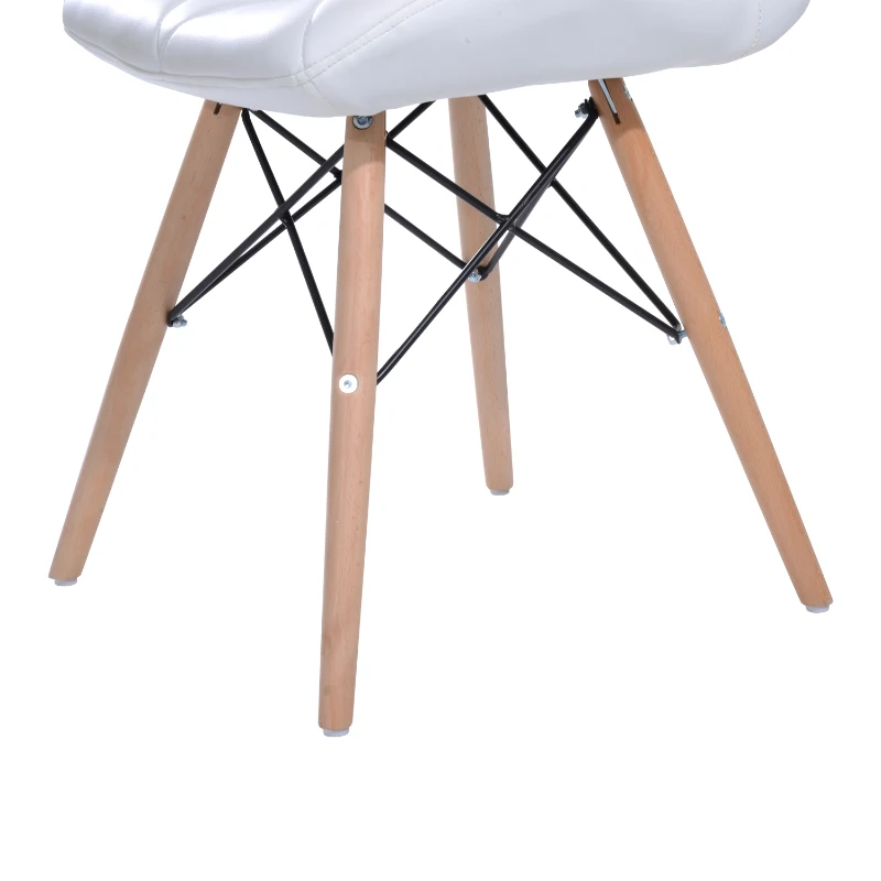 HOMCOM Padded Dining Chair W/Solid Wooden Legs, PU Leather-White