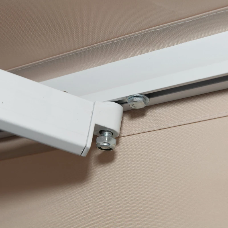Outsunny 3.5M x 2.5M Garden Patio Manual Awning Canopy Sun Shade Shelter Retractable Gear Lever Winding Handle Cream