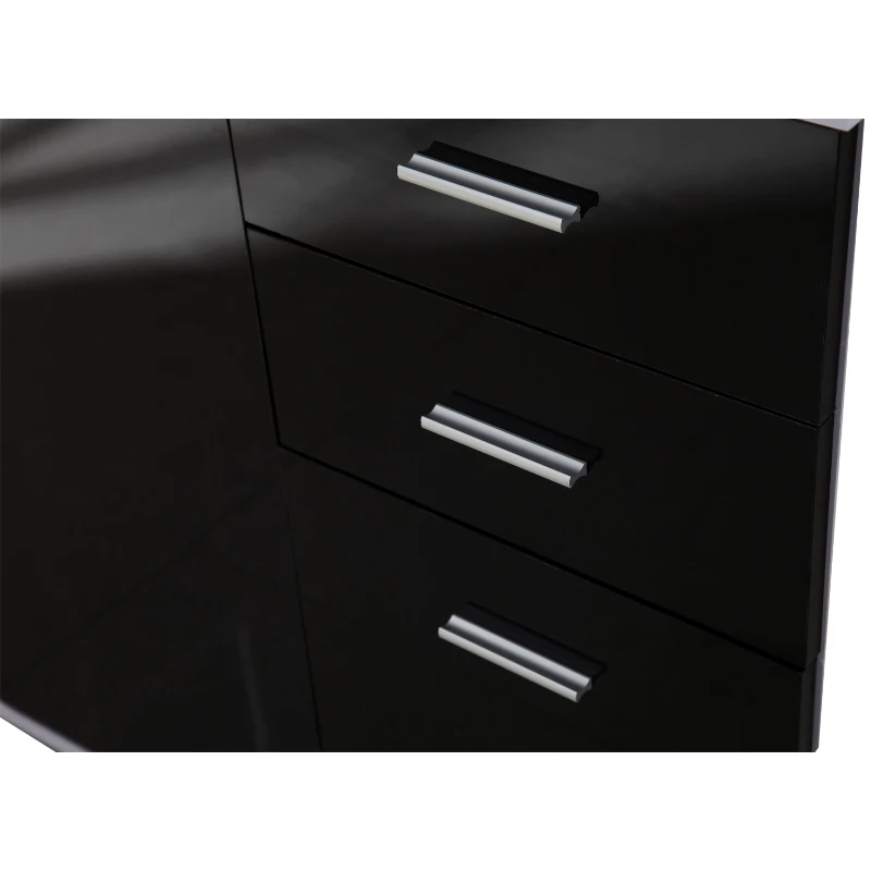 HOMCOM High Gloss Side Cabinet, 106x35x76 cm-Black/White