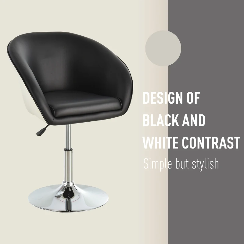 HOMCOM PU Leather Upholstered Twin-Pair Tub Bar Stools Black