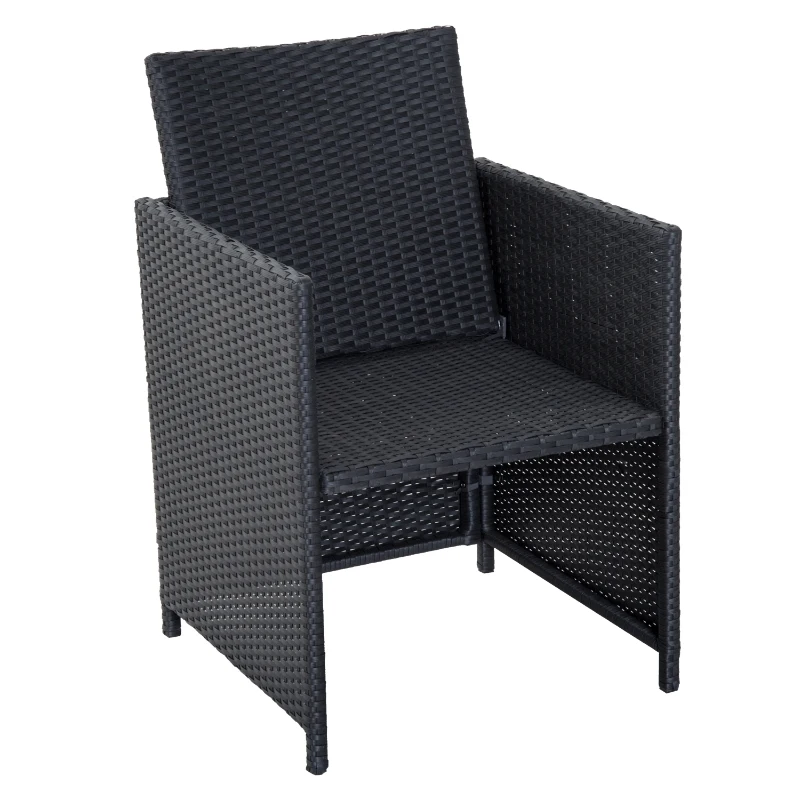 Outsunny Outdoor 11pc Rattan Garden Furniture Patio Dining Set 10-seater Cube Sofa Weave Wicker 6 Chairs 4 Footrests & 1 Table - Black