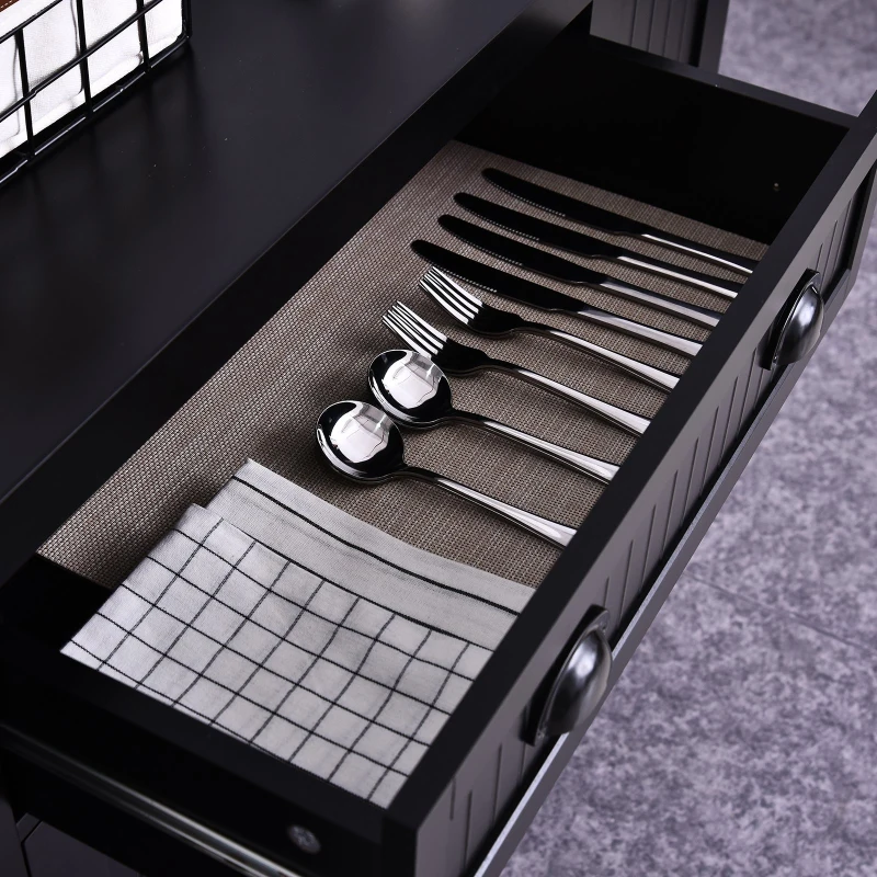 HOMCOM Wooden Multifunction Island Storage Cabinet Black