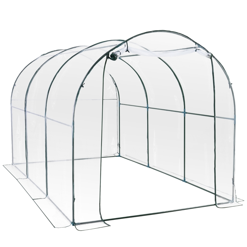 Outsunny Large Transparent PVC Tunnel Walk in Greenhouse Steel Frame Plant Vegetable Flower Grow House