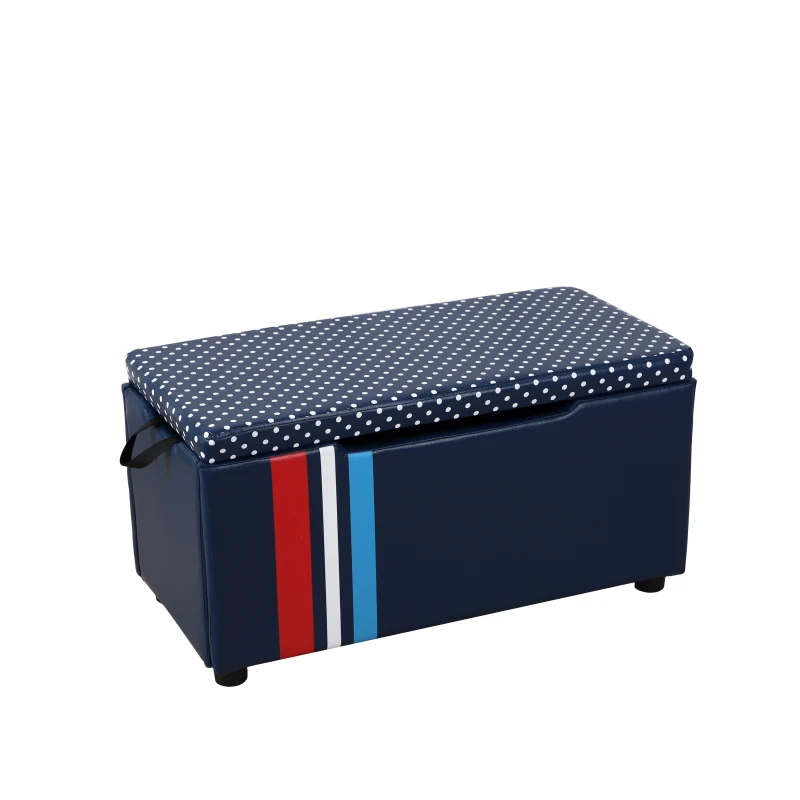 HOMCOM Kids PVC Collapsible Storage Bench Blue