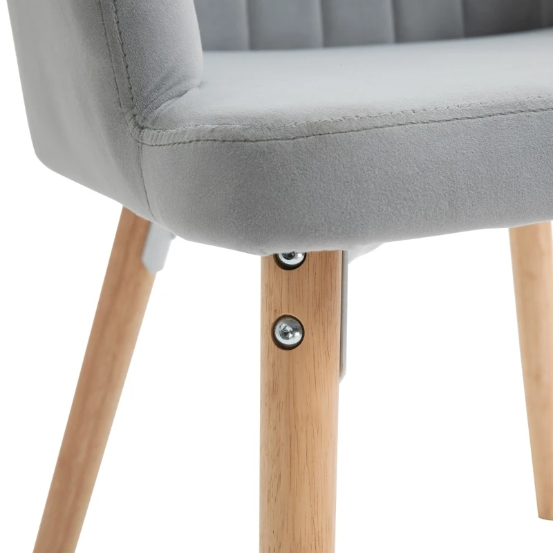 HOMCOM Faux Velvet Upholstered Twin-Pair Dining Chairs Grey