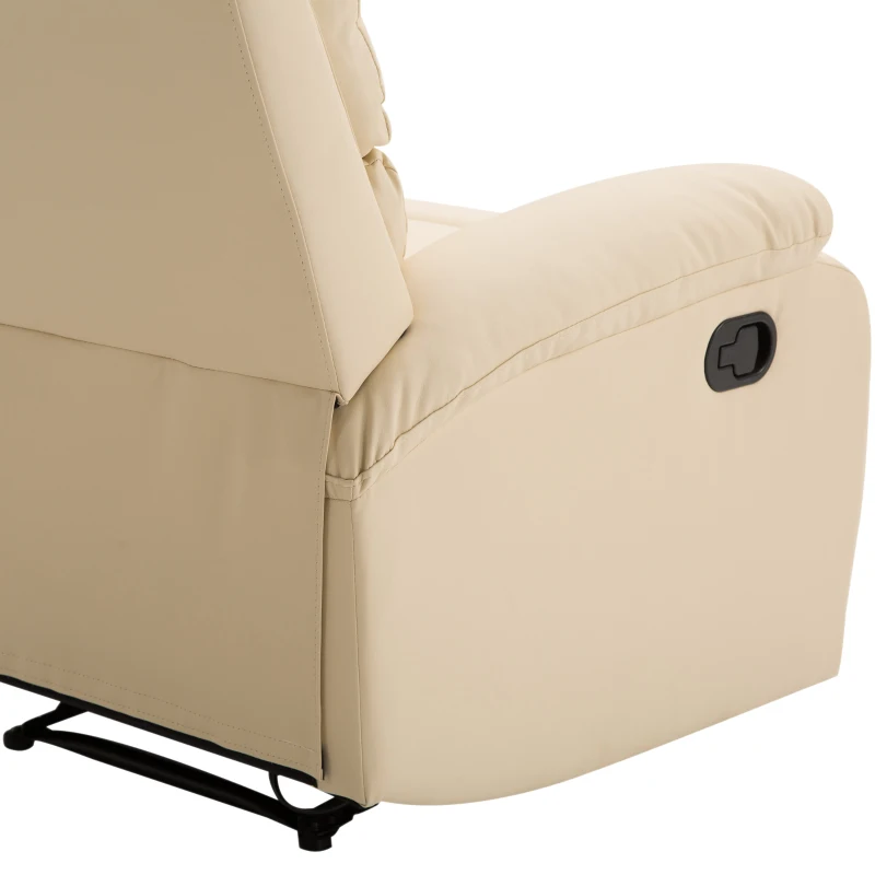 HOMCOM Single Recliner Sofa PU Leather Armchair Padded Armrest Reclining Cinema Chair Living Room Lounge (Beige)
