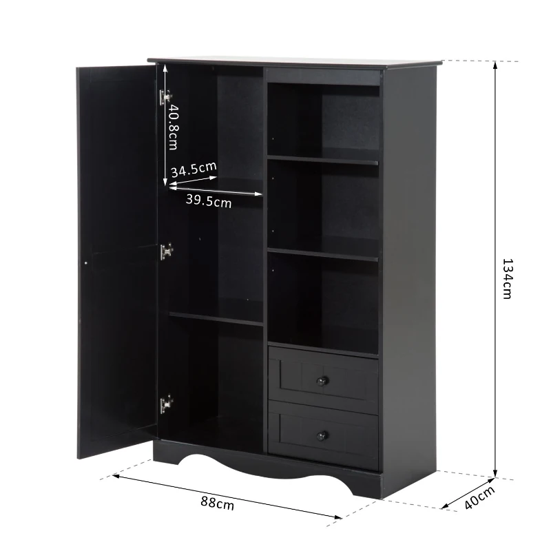 HOMCOM 88Wx40Dx134H cm Cabinet W/3 Drawers-Black