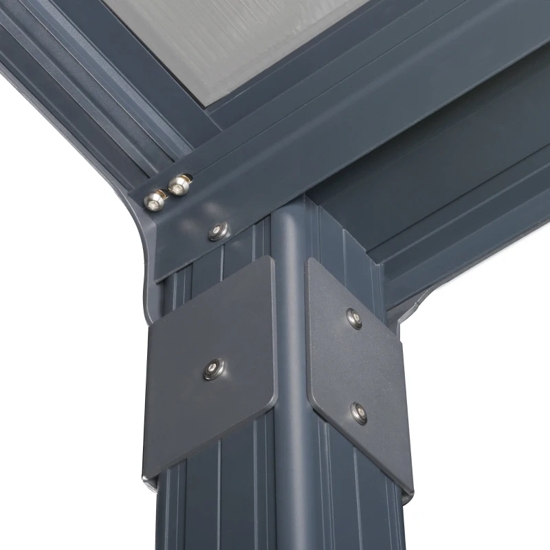 Outsunny 4 x 3(m) Outdoor Hardtop Pergola PC Roof Aluminium Gazebo Garden Sun Shelter Pavilion with Adjustable Windows, Handle