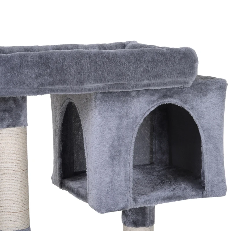 PawHut Cat Tree w/ Sisal-Covered Scratching Posts Multi-Level 3 Tier Freestanding Cat Bed Condo
