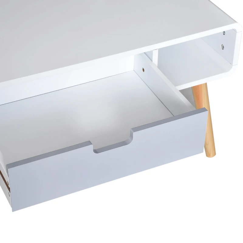 HOMCOM  Wooden Coffee Tea Side Table TV Stand Storage Unit Tapered Legs Desk W/ 1 Drawer Scandinavian Nordic Style