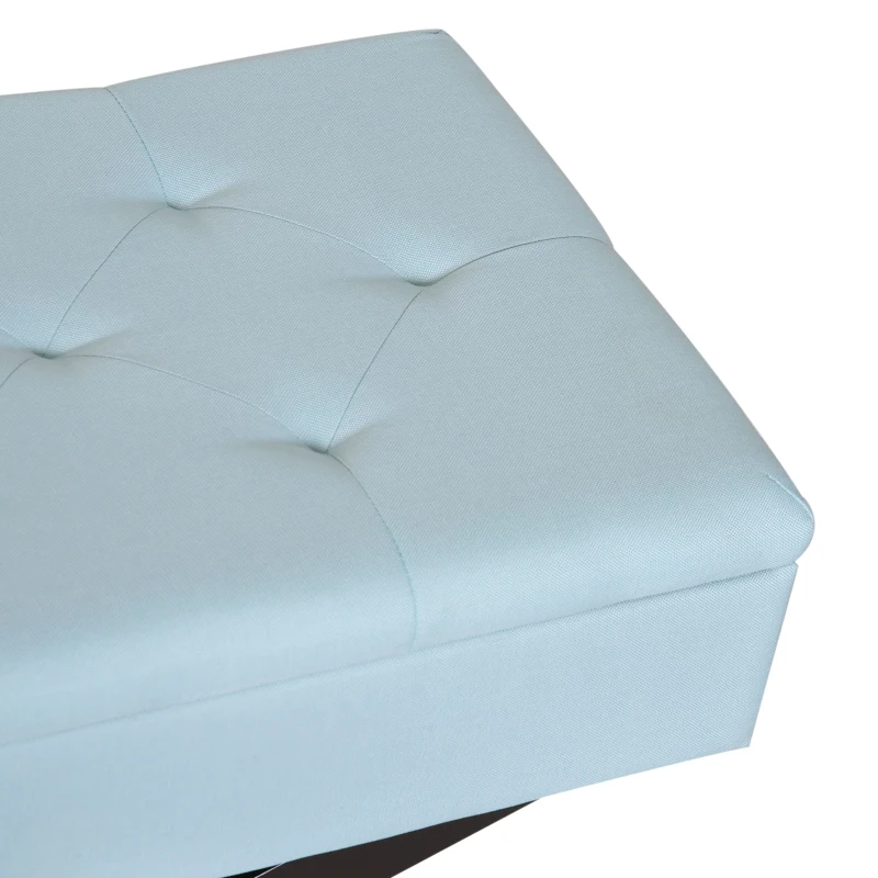 HOMCOM Storage Ottoman Bench, 80Lx40Wx42H cm-Lake Blue